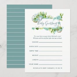 Convites Jogo de Previsões de Bebê com Sucultura de Aquarel