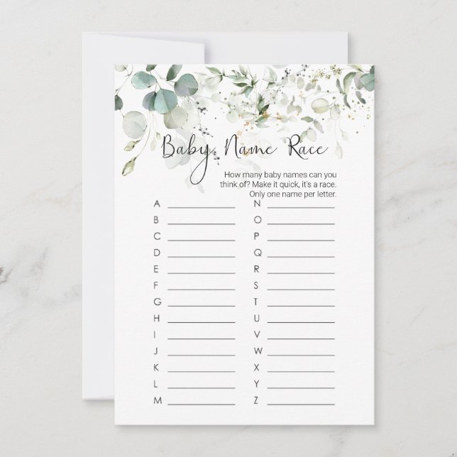 Convites Jogo de Raça do Nome do Bebê, Jogo de Chá de frald (Frente)