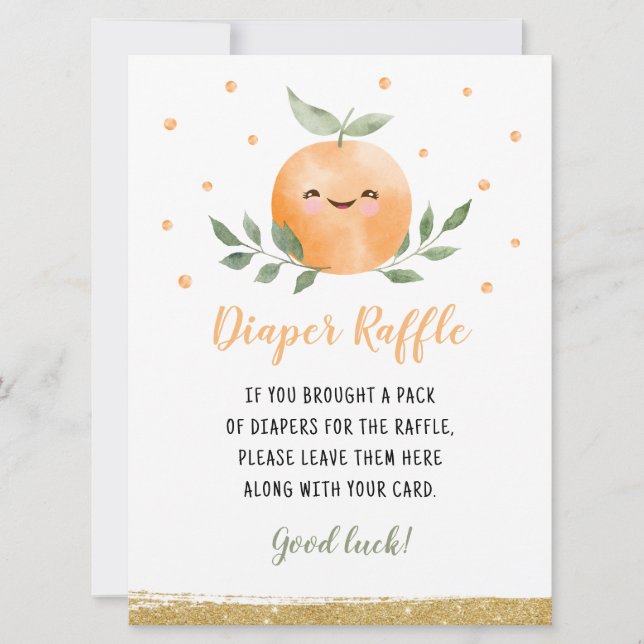 Convites Jogo de Raffle com Fralda Laranja Pequena (Frente)