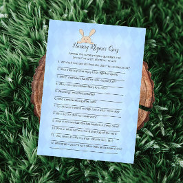 Convites Jogo de Rímes de Nursery Rhymes de Tan Bunny Blue 