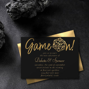 Convites Jogo de RPG   Mesa de Fantasia Dourada Gamer Retro