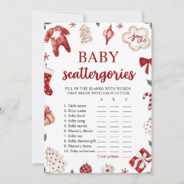 Convites Jogo de Scattegories para Chá de Bebê de Natal de