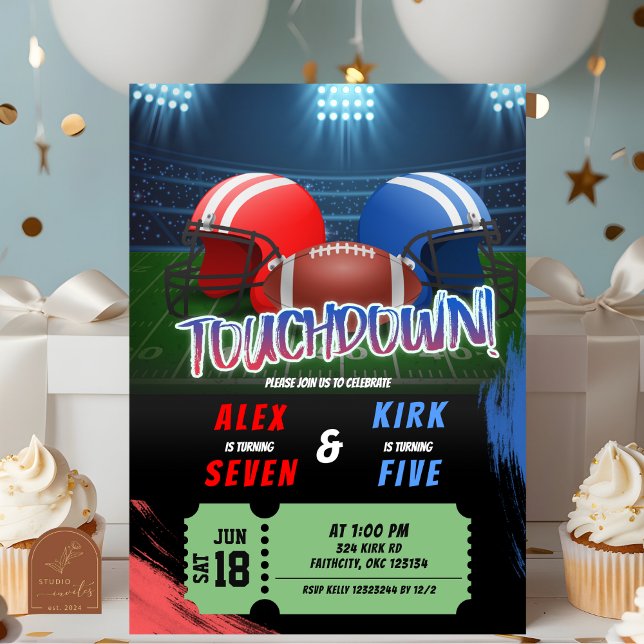 Convites Jogo de Touchdown de Futebol Aniversário Conjunto (Criador carregado)