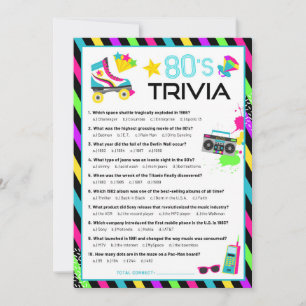 Convites Jogo de Trivia da Década de 80