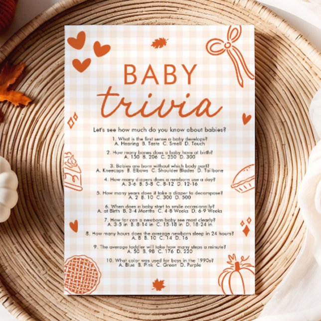 Convites Jogo de Trivia de Bebê de Chuvas de Outono Desenha (Fall Hand Drawn Baby Shower Baby Trivia Game)
