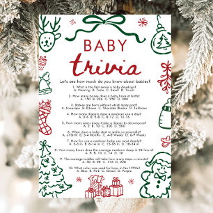 Convites Jogo de Trivia de Bebê para Chás de Bebê no Natal