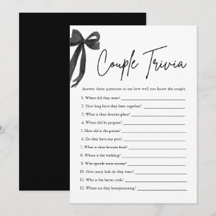 Convites Jogo de Trivia de Casal com Laço Preto para Chá de