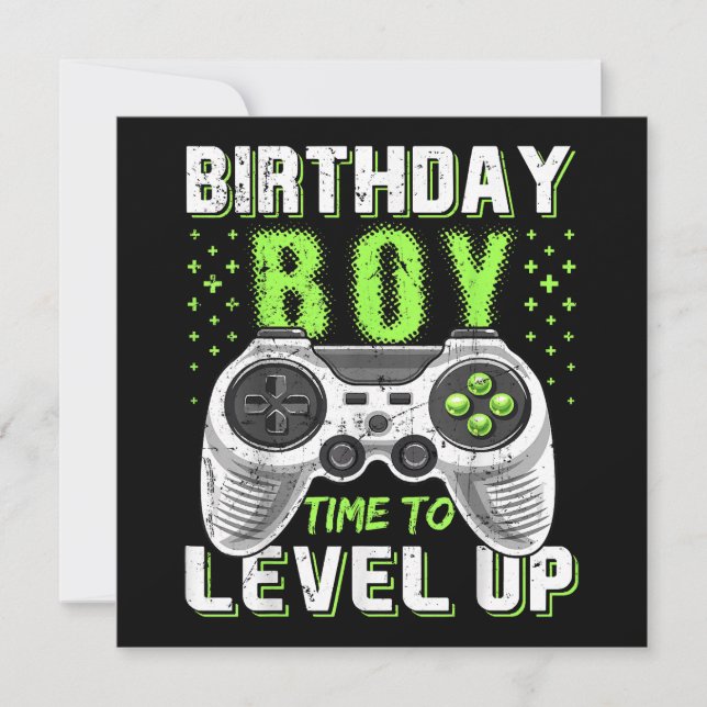 Convites Jogo de Vídeo do Birthday Boy Level Up (Frente)