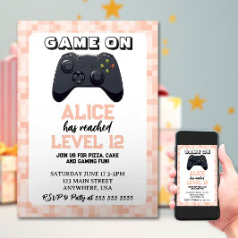 Convites Jogo de Vídeo Nível Superior Garota Jogadora Anive