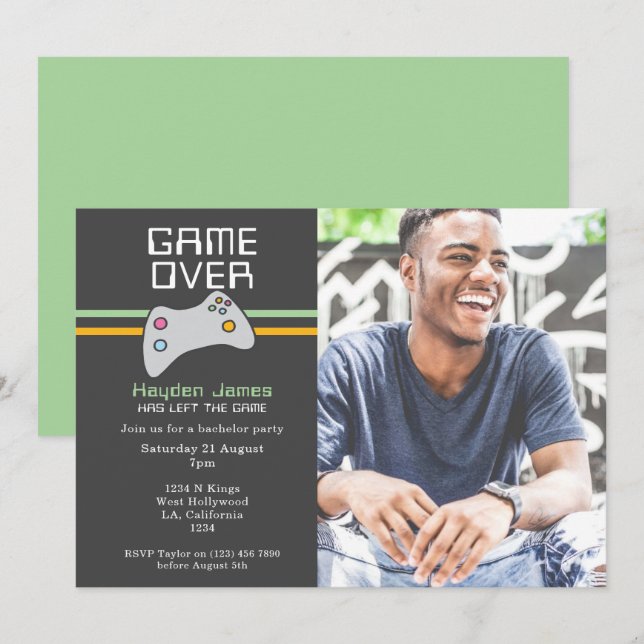 Convites Jogo de Vídeo por Batchelor (Frente/Verso)