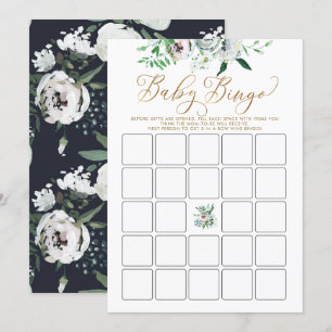 Convites Jogo do Chá de fraldas Bingo Floral Gouache Bonit