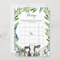 Jogo do Chá de fraldas fazenda Greenery Boy Bingo