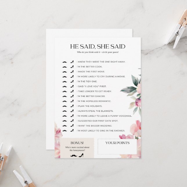 Convites Jogo Do chá de panela Ele Disse Que Ela Disse Que  (Frente/Verso In Situ)