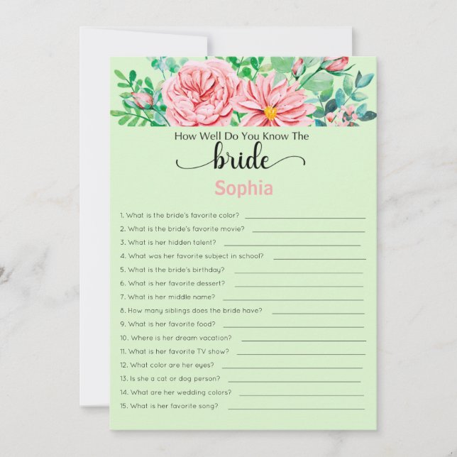 Convites Jogo Do chá de panela Você Conhece Bem A Noiva (Frente)