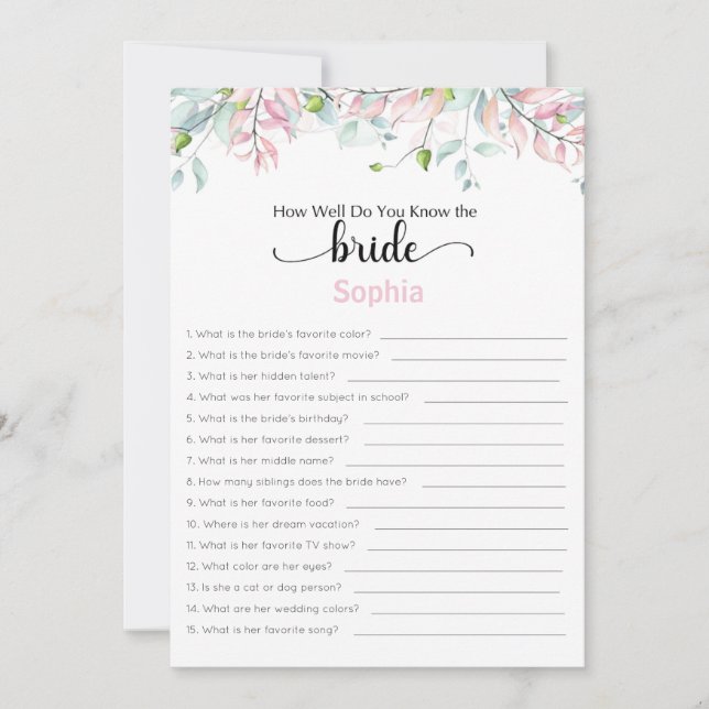 Convites Jogo Do chá de panela Você Conhece Bem A Noiva (Frente)