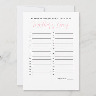 Convites Jogo do Dia de as mães Word Maker