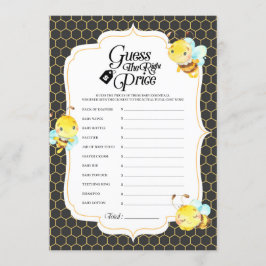 Convites Jogo do preço do Chá de fraldas de abelhas