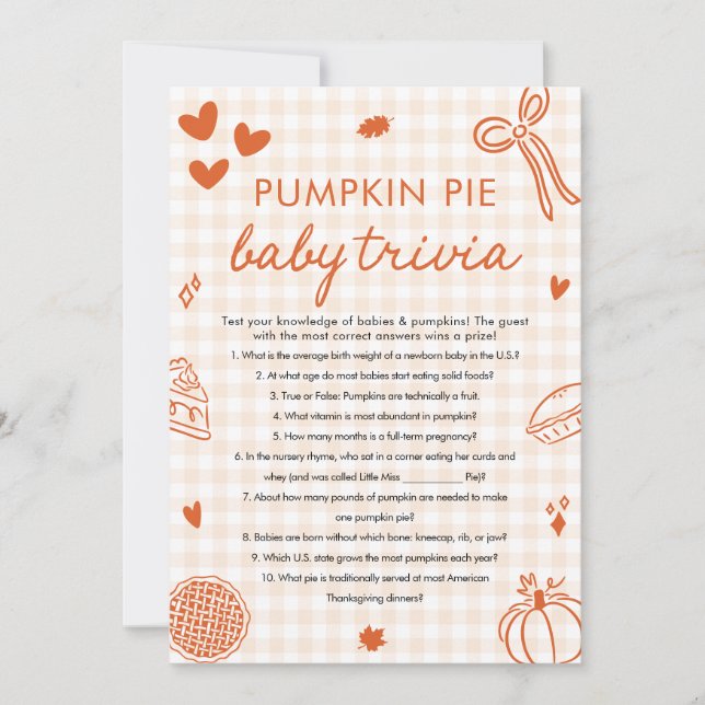 Convites Jogo Fall Hand Drawn Baby Trivia Game (Frente)