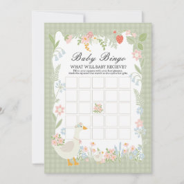 Convites Jogo Floral Gingham Baby Bingo, Bobo Verde