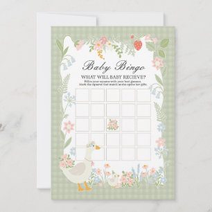 Convites Jogo Floral Gingham Baby Bingo, Bobo Verde