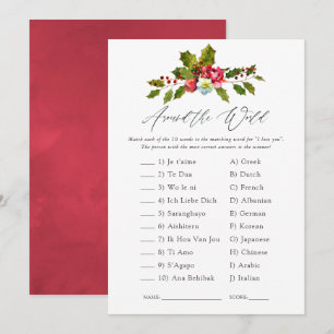 Convites Jogo Floral Holly Natal Chuva de Arroz