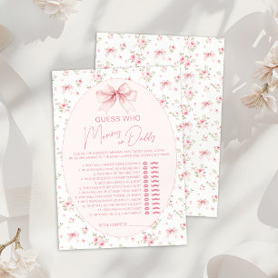 Convites Jogo Floral Rosa Chic para Chá de Bebê Mamãe ou Pa