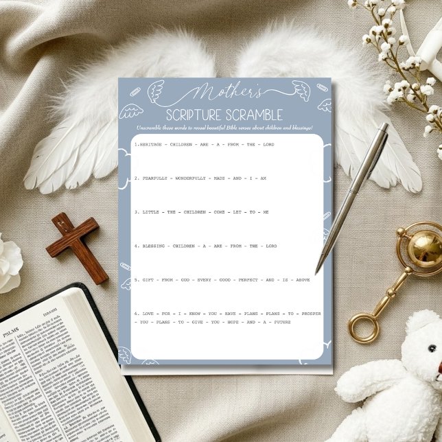 Convites Jogo Heavenly Blue Mother's Scripture Scramble (Heavenly Blue Mother's Scripture Scramble Game)