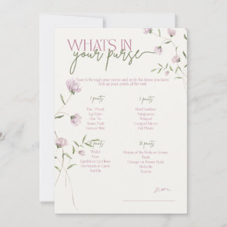 Convites Jogo Minimal Floral O que está na sua Bolsa