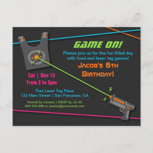 Convites Jogo na Festa de aniversário de Tag Laser Divertid