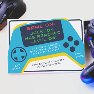Convites Jogo no & nível para cima   Festa de aniversário d