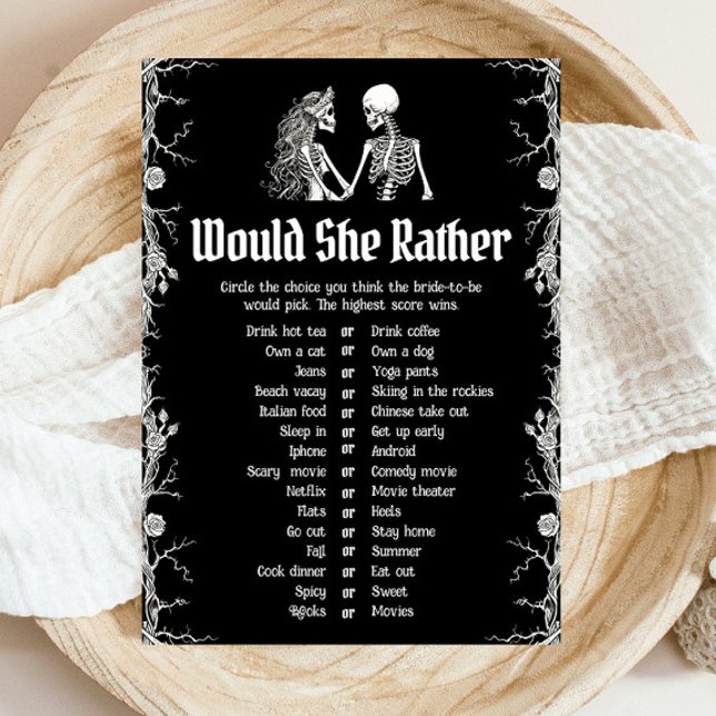 Convites Jogo para Chá de Noiva "Halloween: Ela Preferiria" (Halloween Would She Rather Bridal Shower Game)