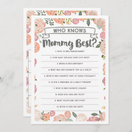 Convites Jogo Rosa de Chá de fraldas Duplo Lado