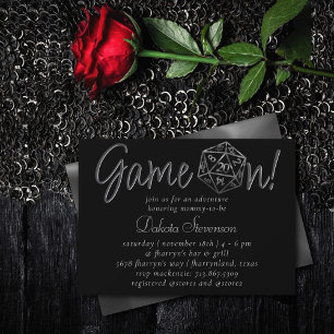 Convites Jogo Silver D20 ativado   Fantasy Dice Chá de pan