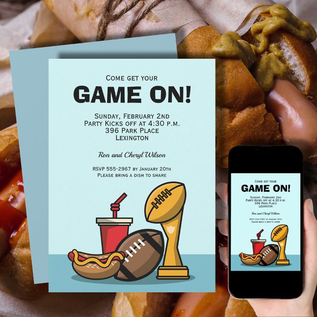 Convites Jogo Sobre Futebol (Game On Football Party Invitations - order INSTANT DOWNLOAD, PRINTED or both!)