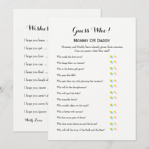 Convites Jogos chás de fraldas - Desejos por Bebê e Adivinh