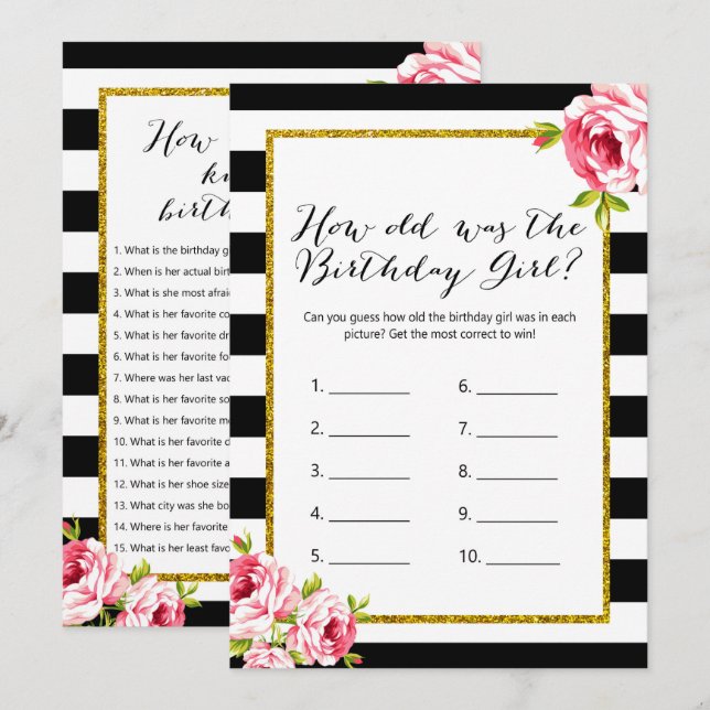 Convites Jogos de Aniversário x2 - Quantos anos | quem a co (Frente/Verso)