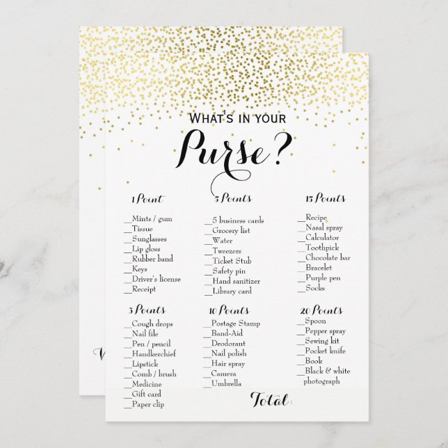 Convites Jogos de Chá de Bebê e Noiva Confete Dourado de Du (Frente/Verso)