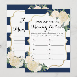 Convites Jogos de Chá de fraldas com Marinho Floral Duplo