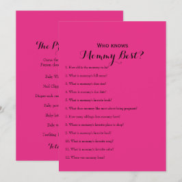 Convites Jogos de Chá de fraldas Rosa Quente Duplo