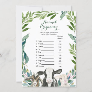 Convites Jogos de Gravidez Animal Greenery Boy fazenda