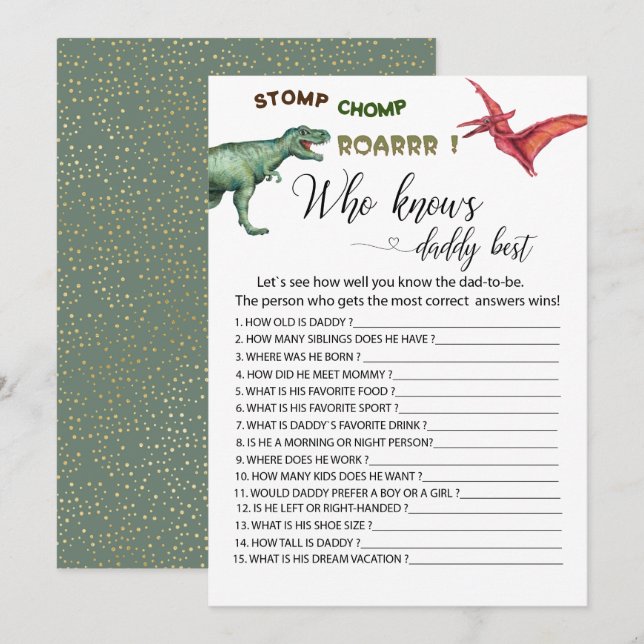 Convites Jogos de rugido de chomp de Dino Party que conhece (Frente/Verso)