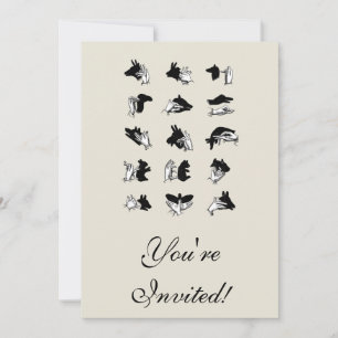 Convites Jogos de Sombra de Fantoche em Mão Vintage