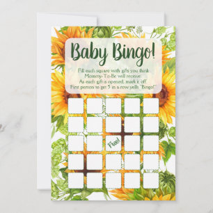 Convites Jogos do Chá do Sunflower Baby Bingo