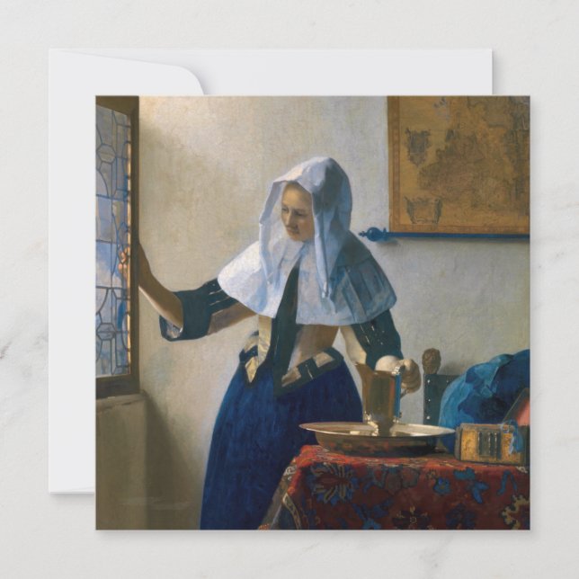 Convites Johannes Vermeer - Mulher com Pitcher de Água (Frente)
