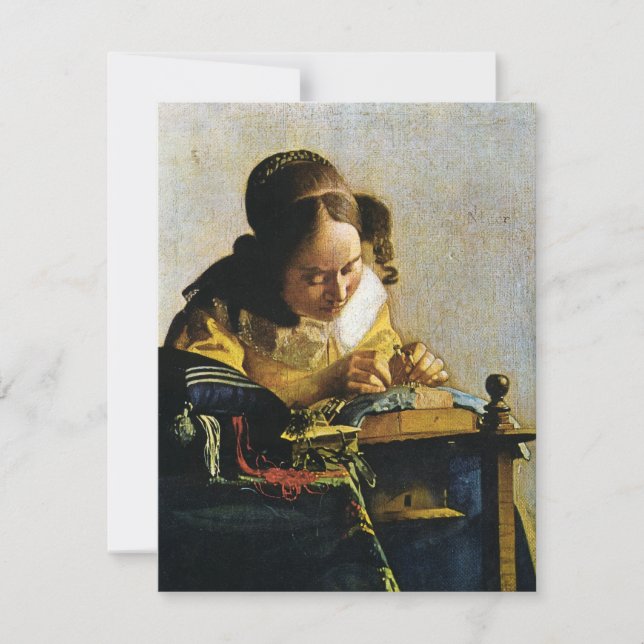 Convites Johannes Vermeer's The Lacemaker (cerca de 1670) (Frente)