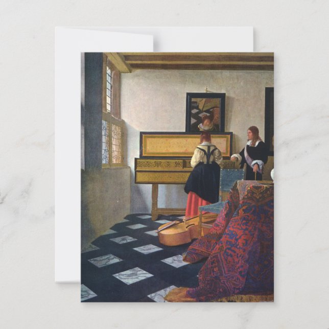Convites Johannes Vermeer's The Music Lesson (cerca de 1663 (Frente)