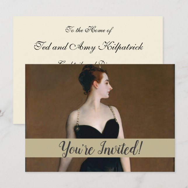 Convites John Singer Sargent Retrato da Madame X Mal-humora (Frente/Verso)