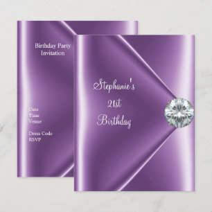 Convites Jóia de Diamante Roxo Mauve de Aniversário de 21 A