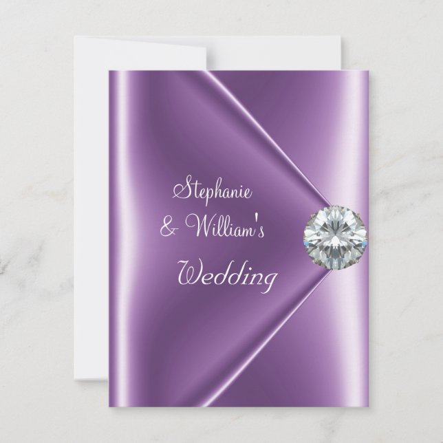 Convites Jóia de Diamante Roxo Mauve de Casamento (Frente)