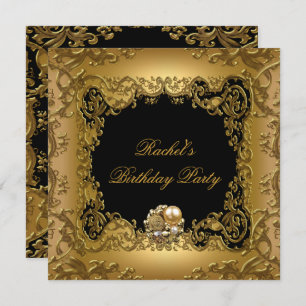 Convites Joia de Festa de aniversário Dourada Dourada Elega
